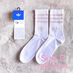 【新品】アディダス ソックス S 22-24 ホワイト×ピンクゴールド ラメ