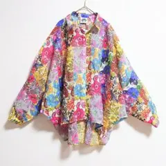 ★b 未使用 スカラー 昭和 レトロポップ 花柄 ドルマン シャツ ブラウスのサムネイル
