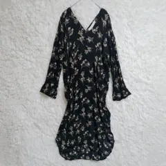 TODAYFUL 花柄ロングワンピース 長袖 ブラック FREE