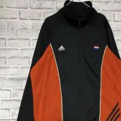 アディダス ジャージ　トラックジャケット　ブラックXL ロゴ刺繍820