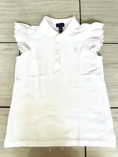 ⭐︎新品⭐︎ ポロラルフローレン キッズ　ホワイト ポロシャツ レース付き袖　白