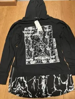 Champion ブラック マーブル柄 フード付き M