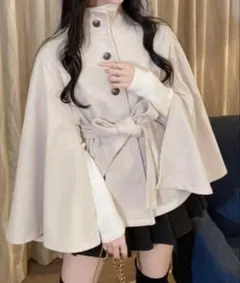 GRL グレイル　リボンベルト付きスタンドカラーケープコート ze792