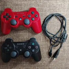PS3 純正コントローラー 2個セット ブラック レッド