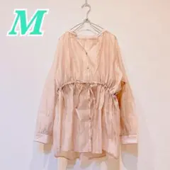 しまむら BODY DESSBRT シアーシャツ ブラウス長袖 ピンク M