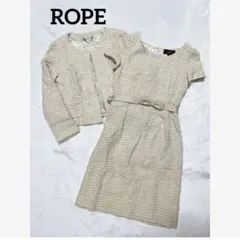 ✨入学式✨ROPE ツィードワンピーススーツ ジャケットセット ベージュ M