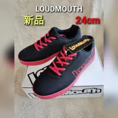 新品　ラウドマウス　スパイクレス　ゴルフシューズ　24cm　ブラック × レッドのサムネイル