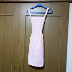 雲柄 エプロン ピンク　クレージュ　昭和レトロのサムネイル