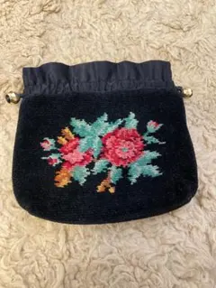 FEILER 花柄刺繍 巾着袋 ポーチ