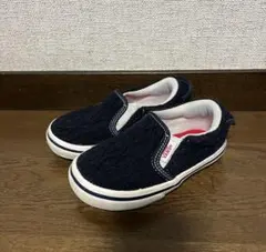 VANS ネイビー スリッポン★16cm 編み込み柄