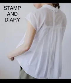 STAMP AND DIARY ホワイト　フレンチスリーブブラウスのサムネイル