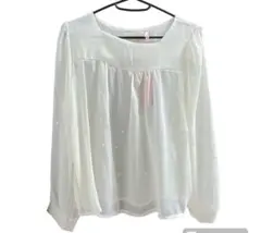 Sサイズ⭐️トップス レディース 通勤 春夏 白 ブラウス 長袖 アプリコット