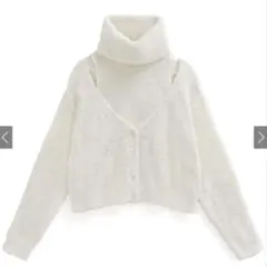 GRL タートルネックトップス×カーディガンフェザーニットアンサンブル