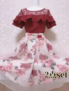 ルースローズ&マーブリー　コーデ　映え　レッド　花柄　婚活　デート　女子会のサムネイル