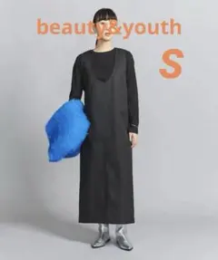 ビューティーアンドユース　ツイル Uネック ジャンパースカート　ブラック