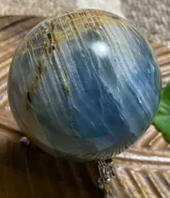 天然石☆ブルーオニキス☆スフィア☆丸玉☆置物☆オブジェ☆虹入り☆海 