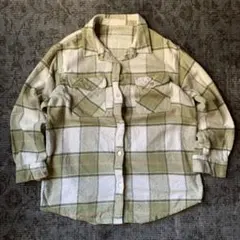 00s ネルシャツ フランネル 厚み グリーン レトロ Y2K 平成 古着