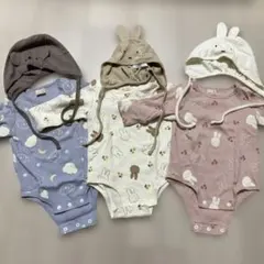 プティマイン　ミッフィー ロンパース　ボンネット付き　70㎝　3枚セット