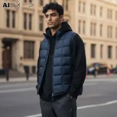 USA古着EddieBauerグースダウンベストTALONジップ希少ブラックXL