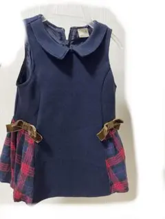 petit main ワンピース 80 ネイビー/チェック