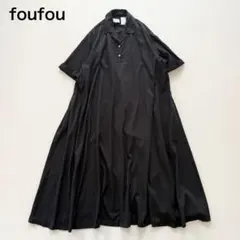 完売品 foufou ヘンリーネックボリュームスリーブワンピース ブラック