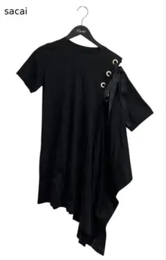 sacai サカイ シアープリーツワンピース チェック アシンメトリー
