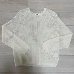 UNIQLO ユニクロ3Dメッシュクルーネックセーター　アイボリー　Lサイズ