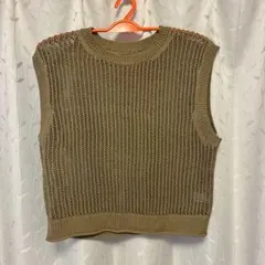 GU ノースリーブ メッシュセーター ベージュ