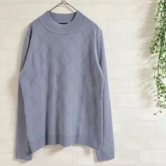 【PORSHA】薄手シンプルニット スクエア柄 春先まで使える 日本製 ウール混