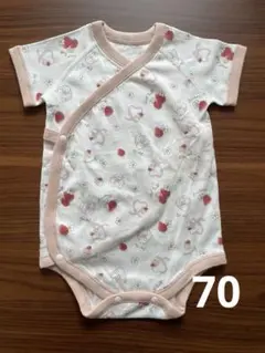 新品未使用 いちご うさぎ ロンパース70cm