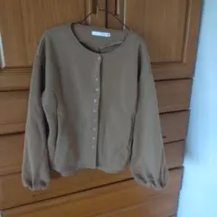 ブラウン スウェット 長袖カーディガン