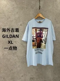 GILDAN ネタT バックプリント XL 海外古着 半袖Tシャツ 水色
