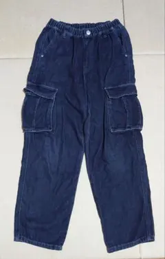 160　ワイドパンツ　デニムパンツ　デニムカーゴパンツ