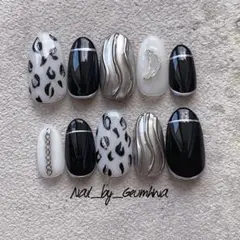 No25 韓国ネイル ネイルチップ モノクロネイル