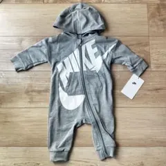 NIKE ナイキ ベビー 長袖 フード付き ロンパース グレー 6M