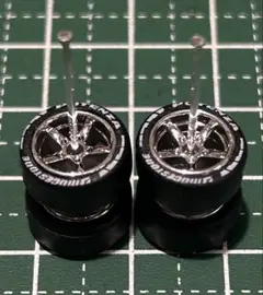 カスタムホイール　タイヤ　パーツ　1/64 深リム　シルバーメッキ　5本スポーク