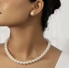 ホワイトパール ネックレス ピアス セット