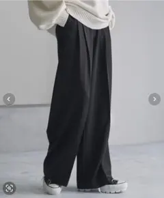 【cussil/クシル】ハイウエストスラックスパンツ【ブラック系】