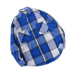 90s ST JOHN’S BAY USA製 ネルシャツ チェック 青 黒 白