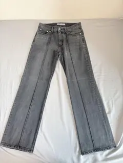 Chikashitsu+ デニムパンツ グレー Mサイズ　センタープレス