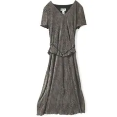 希少✨️　Connected 半袖ロングワンピース M ベージュと黒　絞り柄