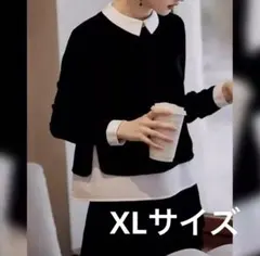 5歳若見え❣️ フレンチスタイル　長袖オーバーブラウス　襟・袖フェイク　裾本物