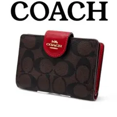 COACH 蔻馳 對折錢包 迷你錢包 signature 棕色.