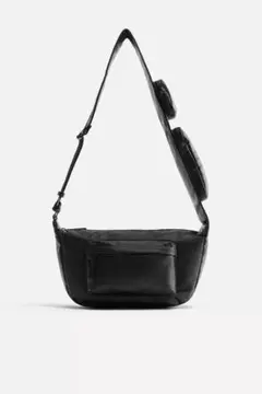 ZARA マルチポケットショルダーバッグ ヴィーガンレザー ブラックのサムネイル