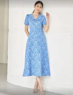 SHEIN　花柄　襟付き半袖ワンピース