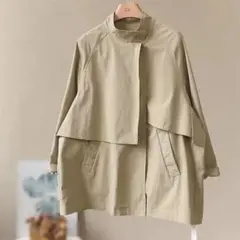 無地 トレンチコート ロングコート I ゆったり おしゃれ＆カジュアル ボタン