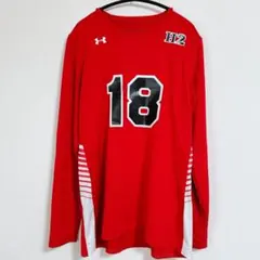 アンダーアーマー カットソー クルーネック 長袖 番号 XL 赤 スポーツのサムネイル