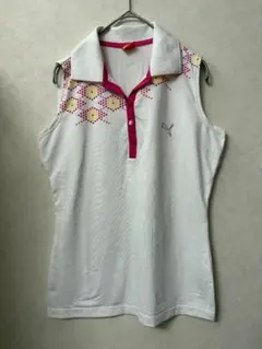 #4609 PUMA Mサイズ ホワイト系 ノースリーブポロシャツ