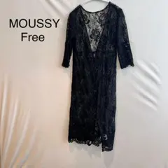 M767 マウジー MOUSSY ブラック レースカーディガン F ロング丈のサムネイル