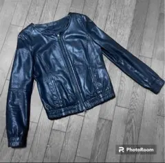 INDIVI ブラック 羊革(ラム) レザージャケット 38号